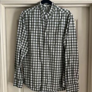 J. Crew Green & White Button Down Mens M